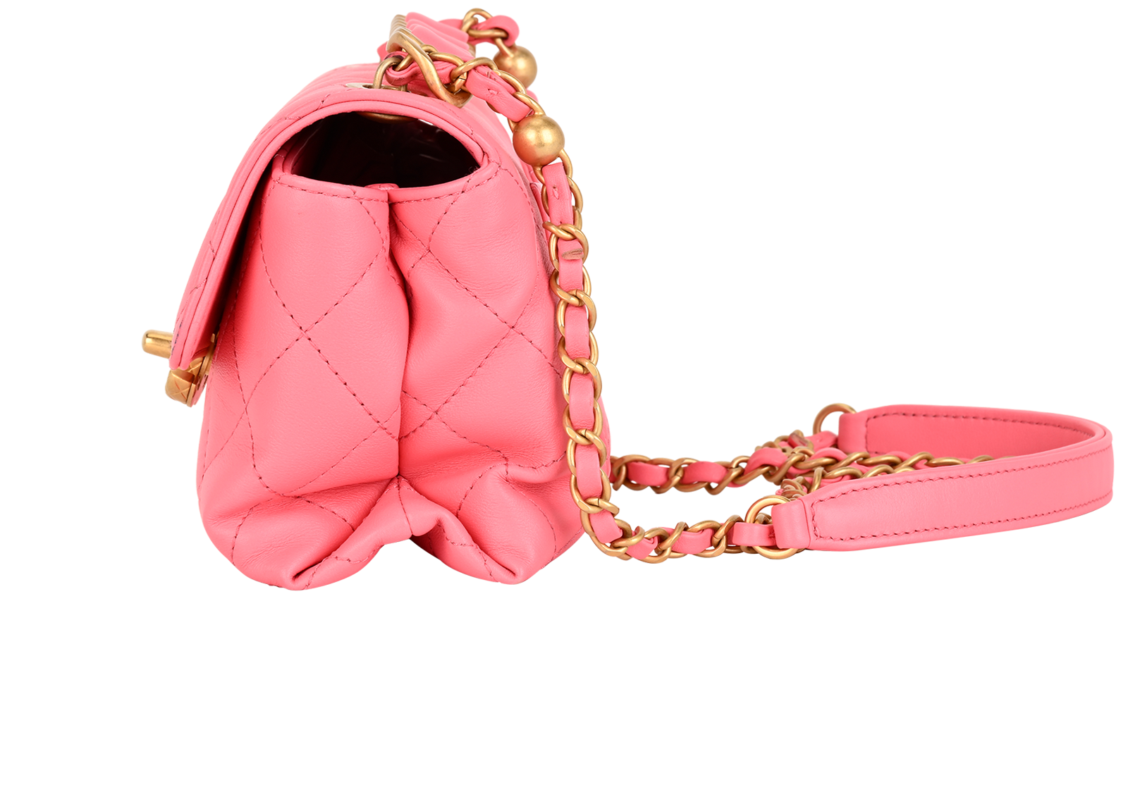 Matelasse Shoulder Bag, &pound;2,350, Handbags, Pink, Leather, Bottom view